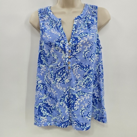 Lilly Pulitzer Blue and White Printed Tunic Top - Picture 11 of 11